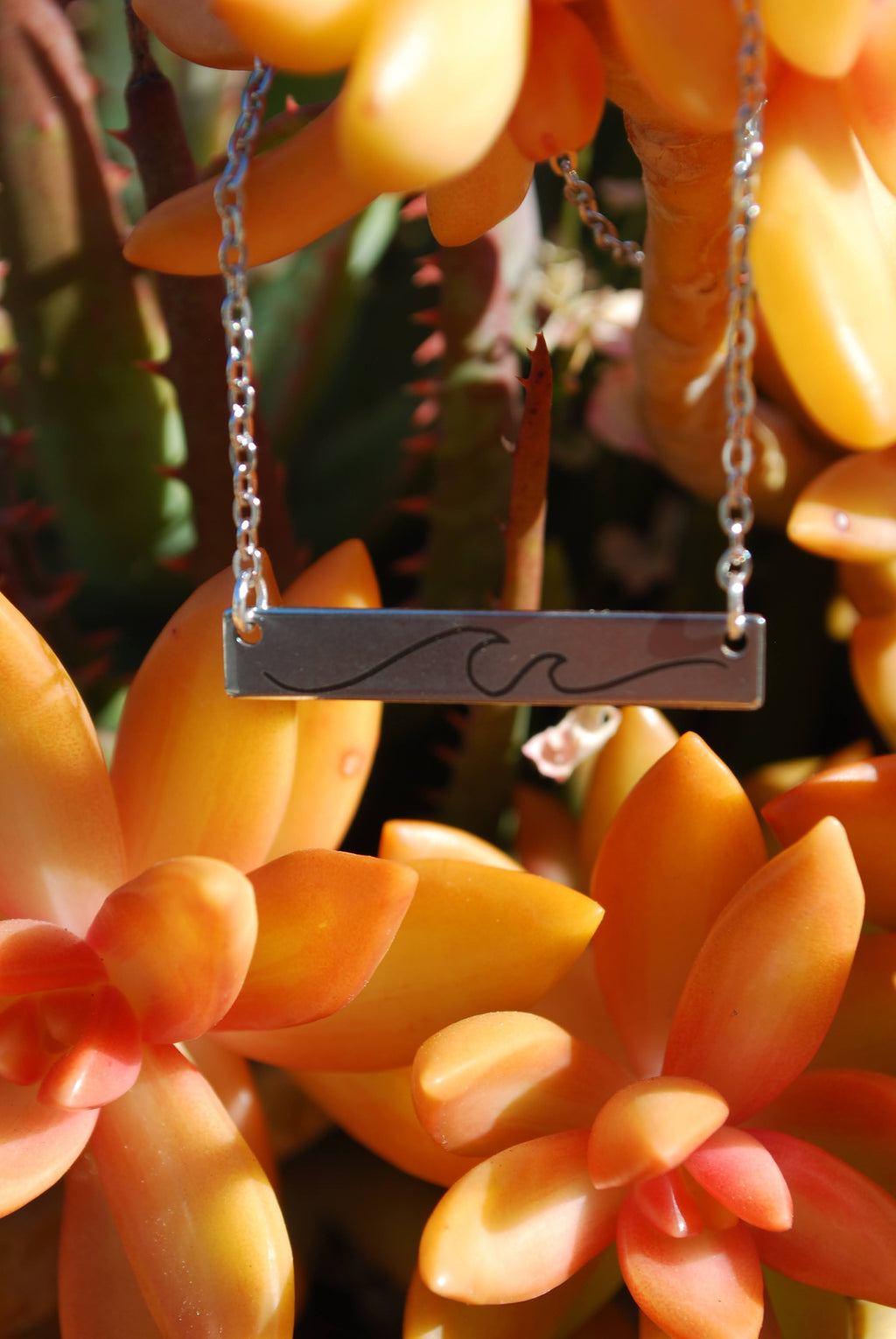 Engraved Horizontal Bar Necklace