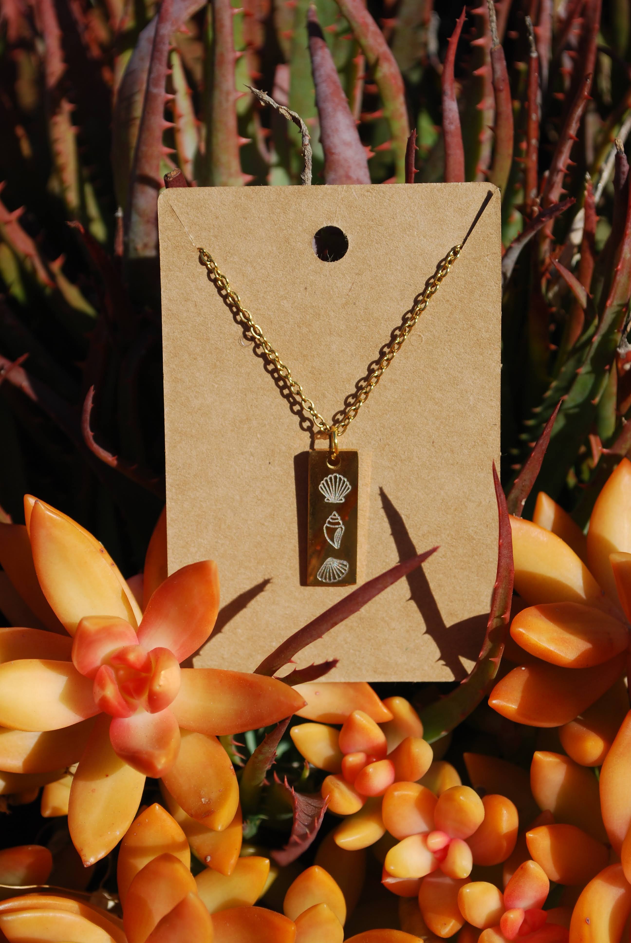 Engraved Vertical Bar Necklace