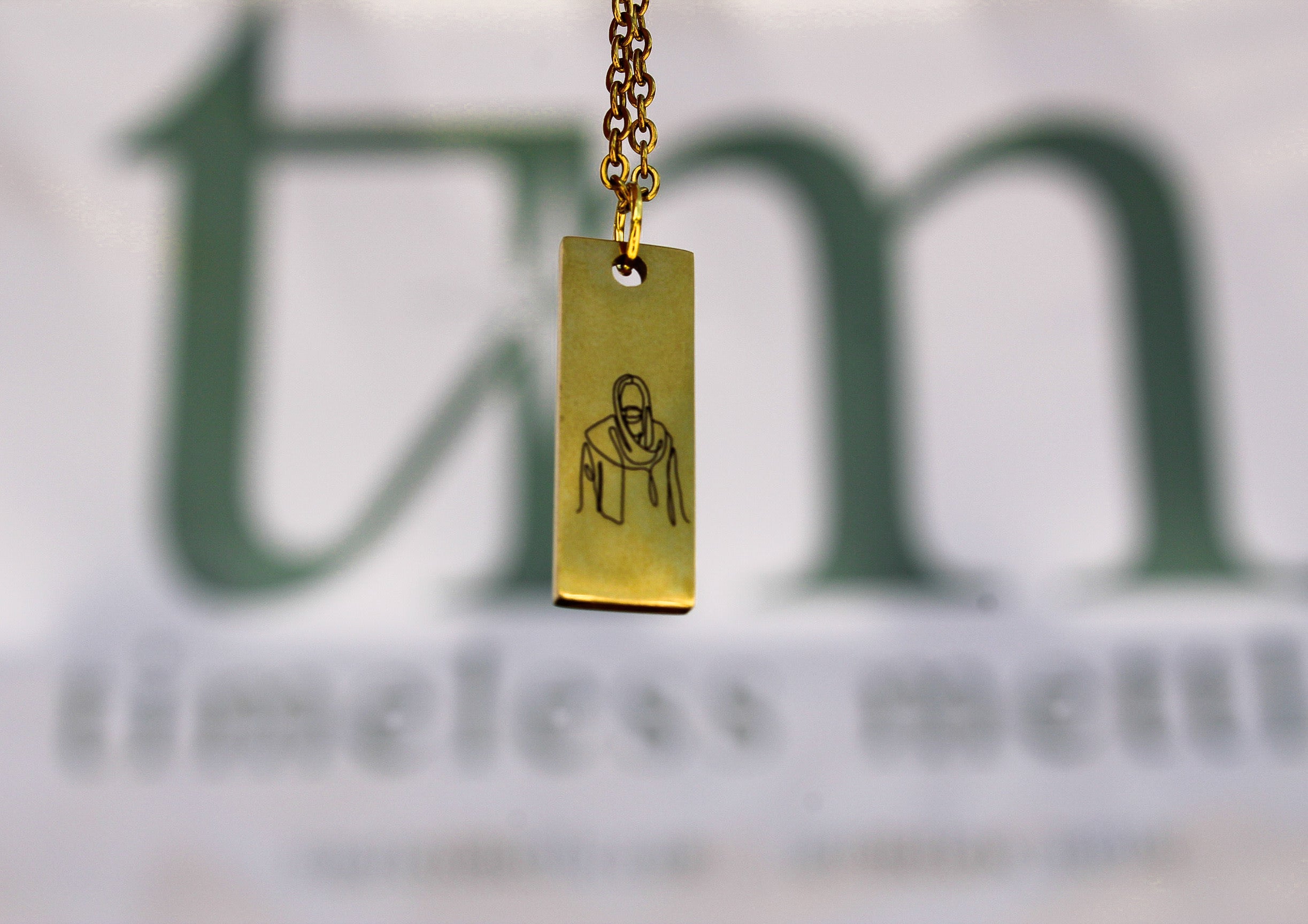 Engraved Vertical Bar Necklace